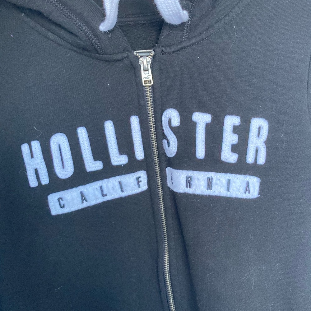 Black hollister hooded zip up